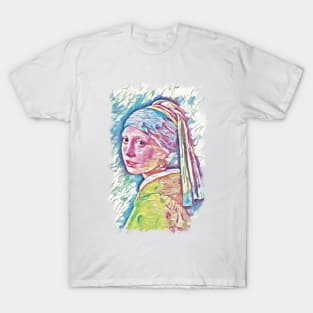 Girl with a Pearl Earring / Abstract Fan Art #01 T-Shirt